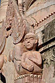 Elaborate figures carved in stucco decorate the ancient stupas, Kakku Buddhist Ruins. Shan State in Myanmar (Burma). 